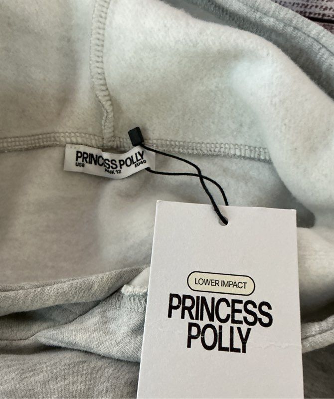 NWT Women's Princess Polly Gray Sweatshirt Hoodie Size 8