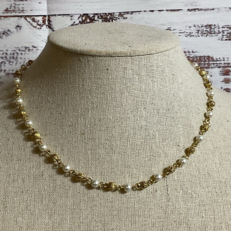NAPIER Gold Tone & Faux Pearl 17" Necklace