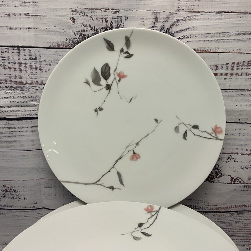 Thomas Germany Quince White Ceramic Pink Flower Design Dinner Plate 10.5" 12Pcs