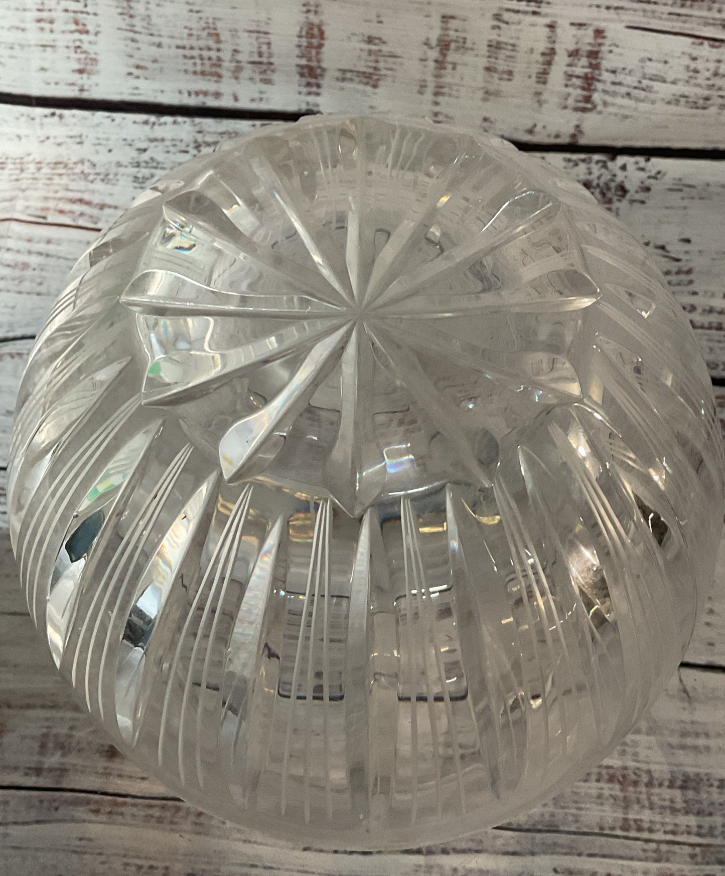 Vintage Bohemian Cut Glass Vase Clear Crystal