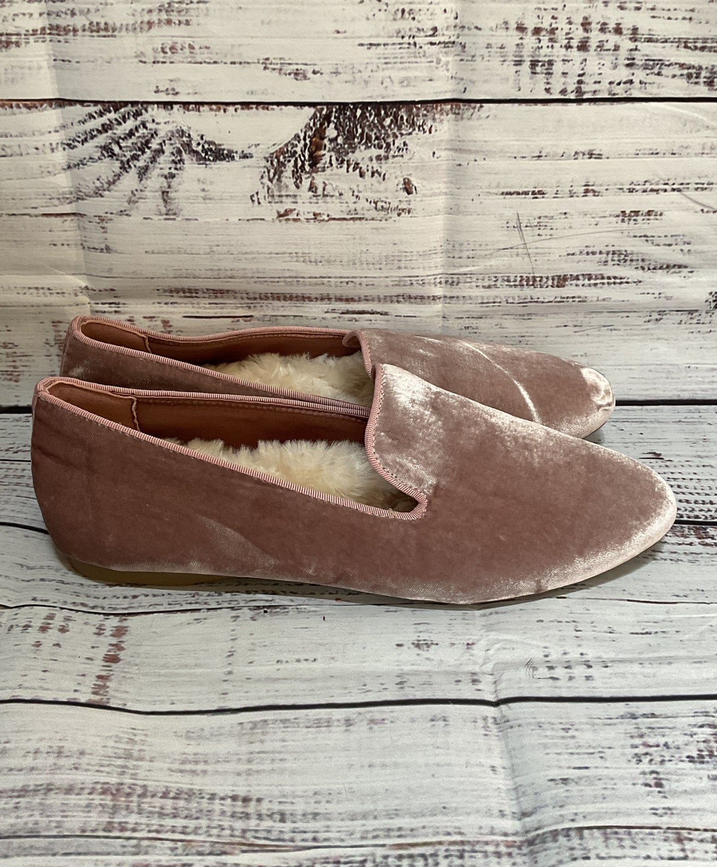Birdies Velvet The Starling Fuzzy Insert Loafers Dusty Rose 7.5