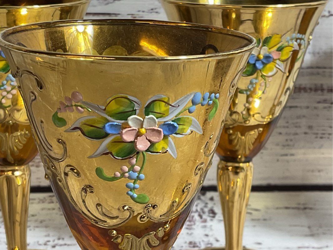VTG. SET 6 Murano Cordial Wine Glasses & Decanter