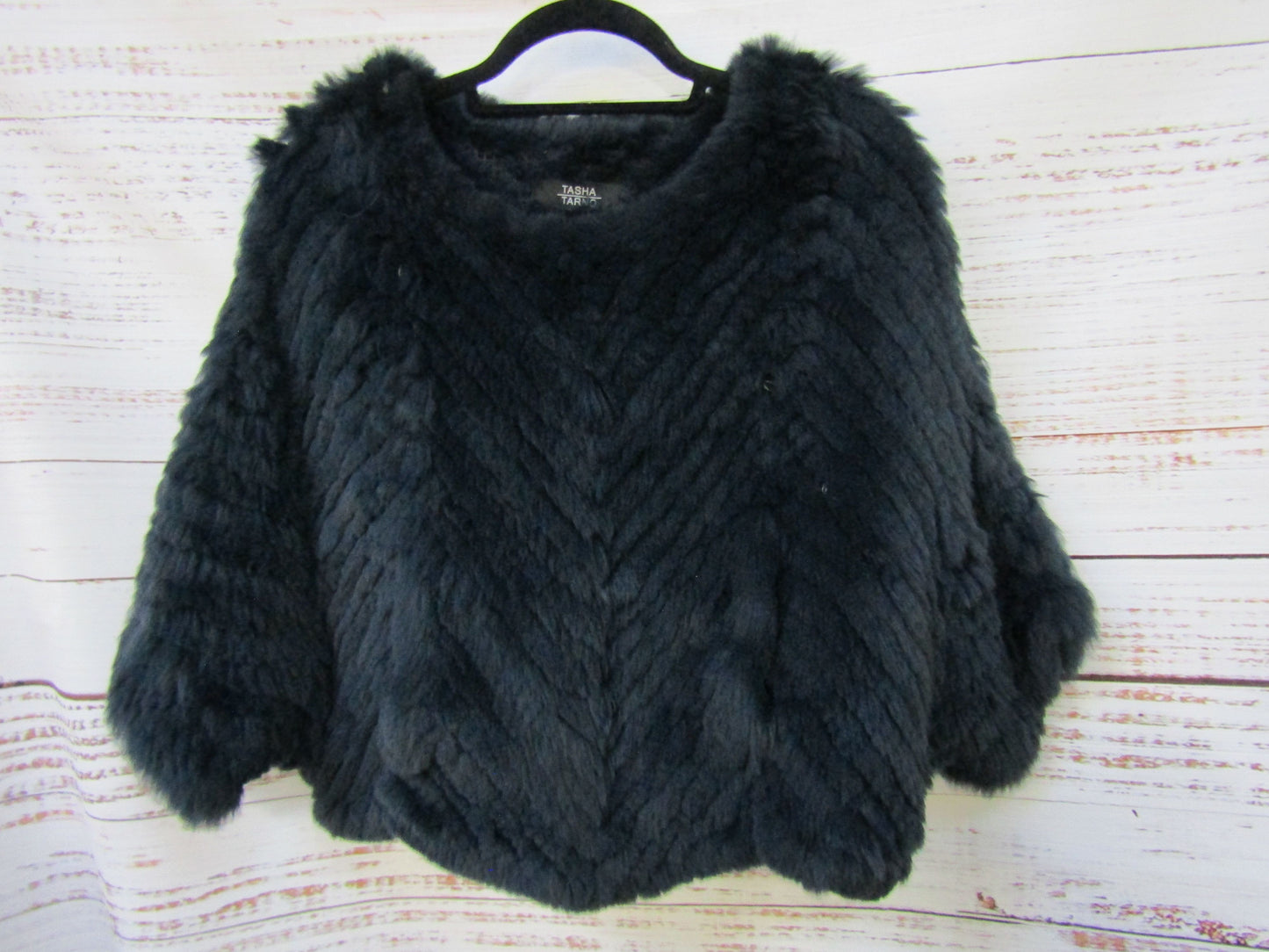 Tasha Tarno Women's Navy Blue Rabbit Fur Sweater Blouse Size S