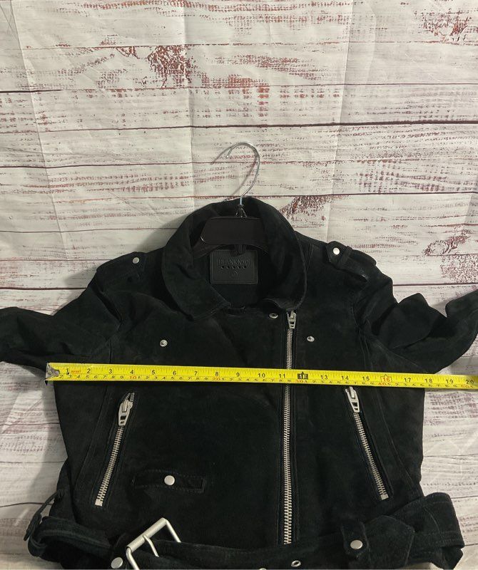 BLANKNYC Jacket Women's Black Suede Moto Biker Belted Asymmetrical Zip Lined M