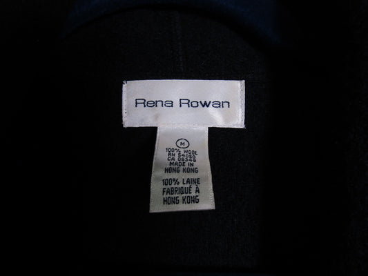 Vintage Rena Rowan Women's Black Wool Belted Coat Size M