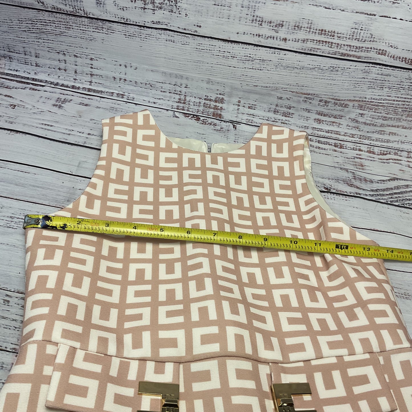 Elisabetta Franchi My Little Girl Beige Pink Logo Design Dress - Size Girls 12?