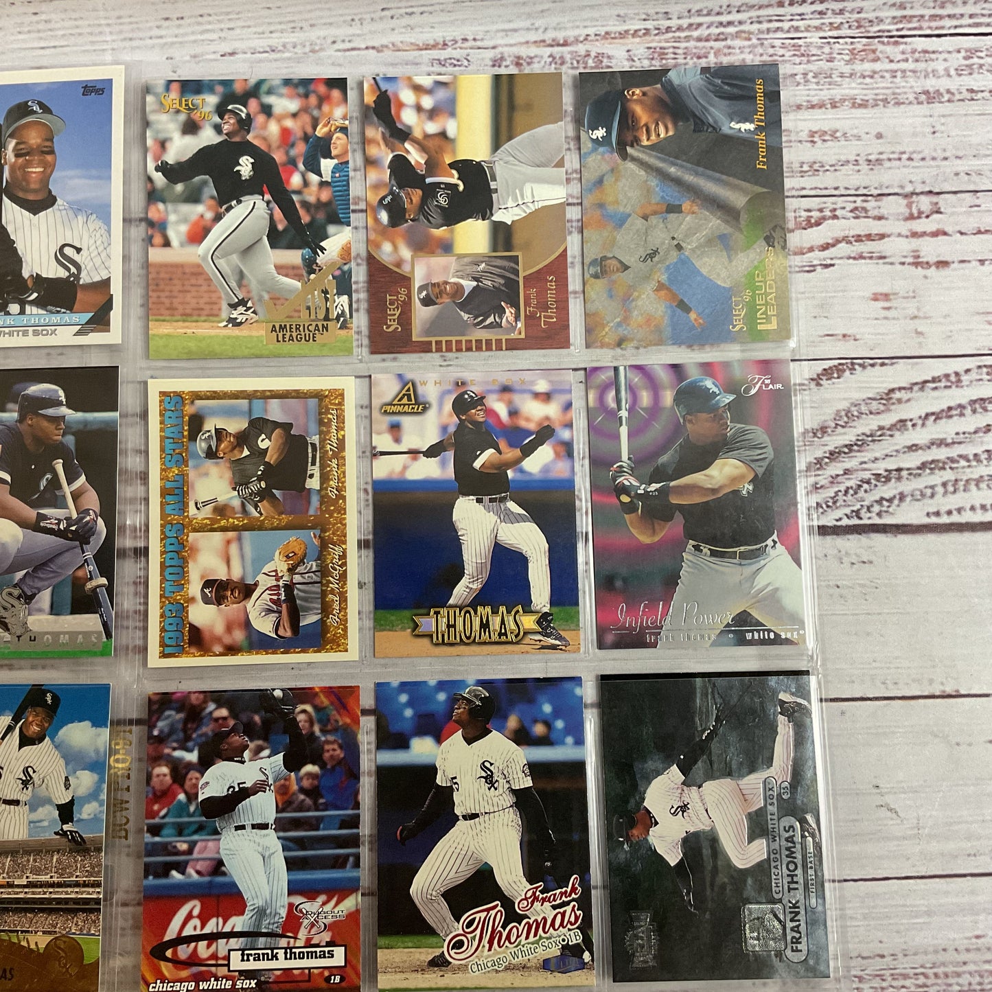 Set of 45 FRANK THOMAS Baseball Cards- Topps, Upper Deck, Fleer, Score, Donruss