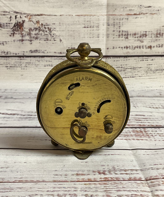 Vintage West Germany Ornate Gold Alarm Wind Up Clock *FOR PARTS*