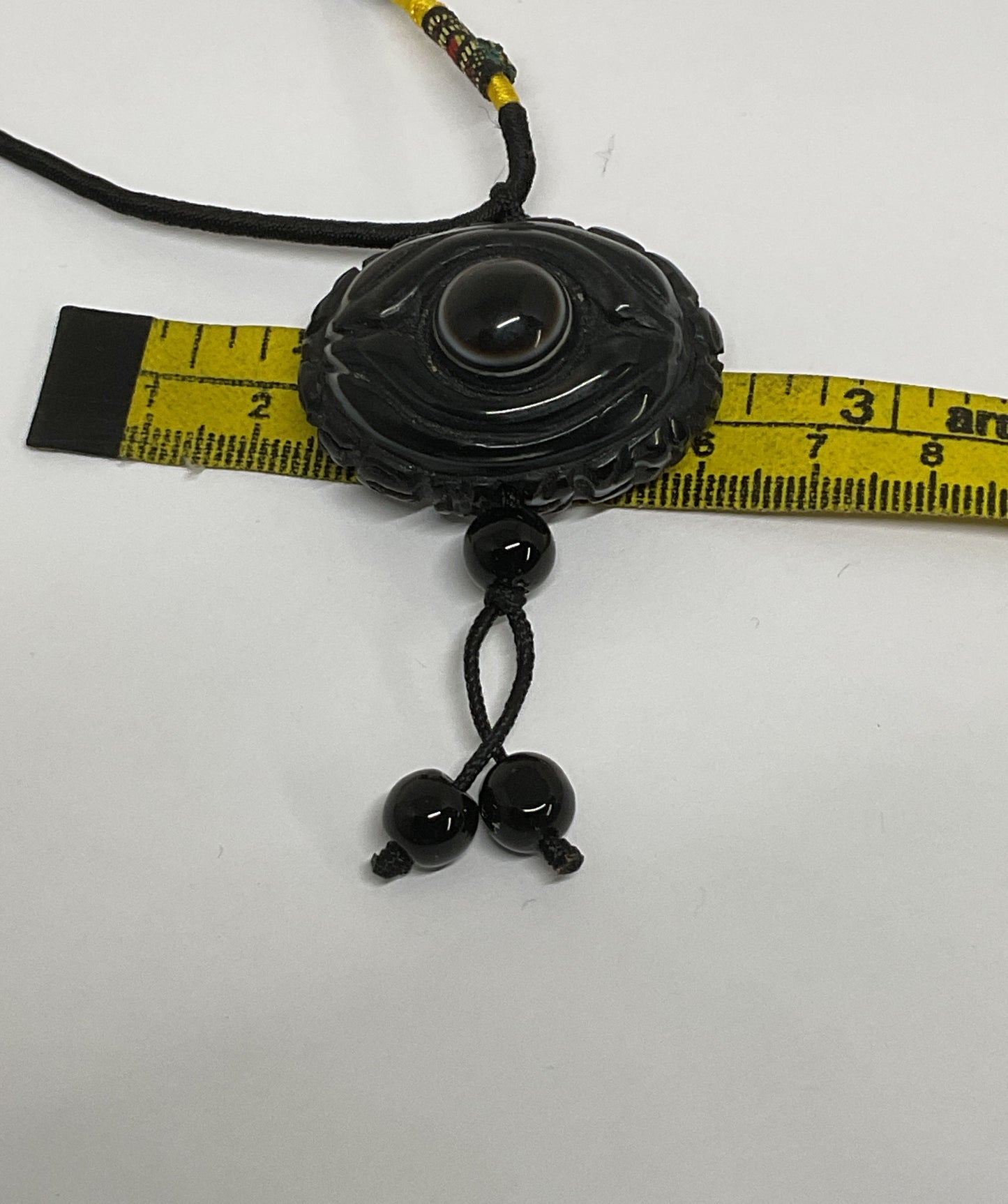Black Carved Onyx Vintage Necklace