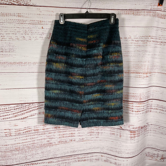 Maeve Anthropologie Feathered Wool Blue Multi Colored Pencil Skirt - Size 2