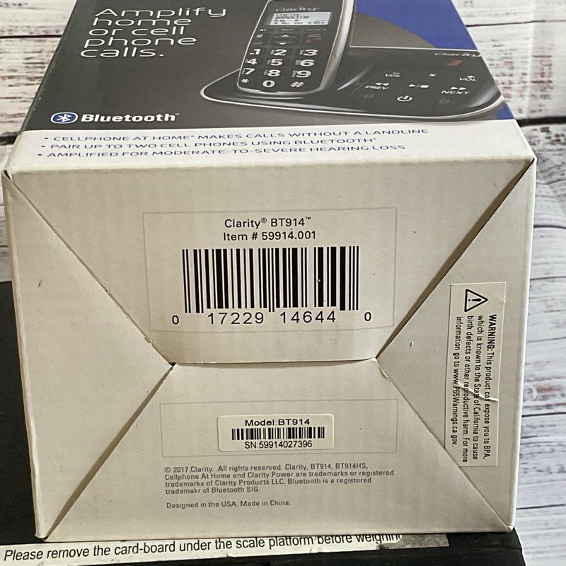 NEW SEALED CLARITY BT914 Amplified Cordless Phone w/Answering Machine Handset