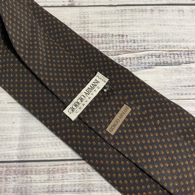 Lot of 3 Vintage Giorgio Armani Brown Geometric Patterned 100% Silk Tie 57 in.