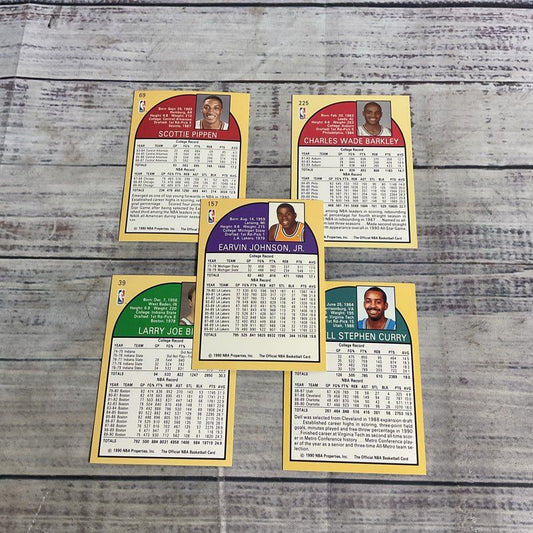 5 Nba Hoops 1990 Ungraded Basketball Cards Lot Pippen Barkley Curry Magic Bird