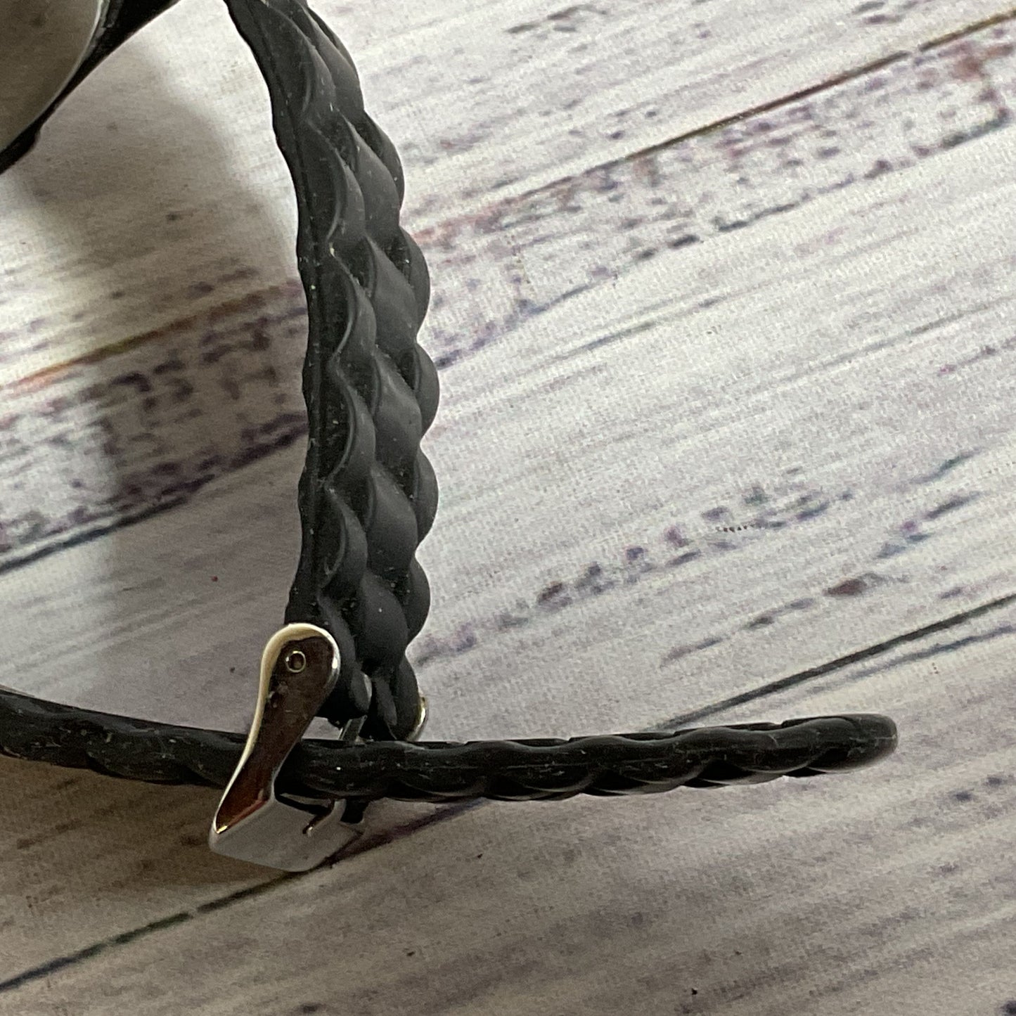 TITANIUM Men's Silver Tone 46mm Quartz Watch with Black Silicone Band