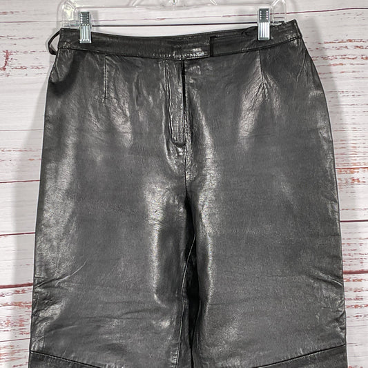 AMANDA SMITH Women's Black Leather Pants- SZ 8 Petite