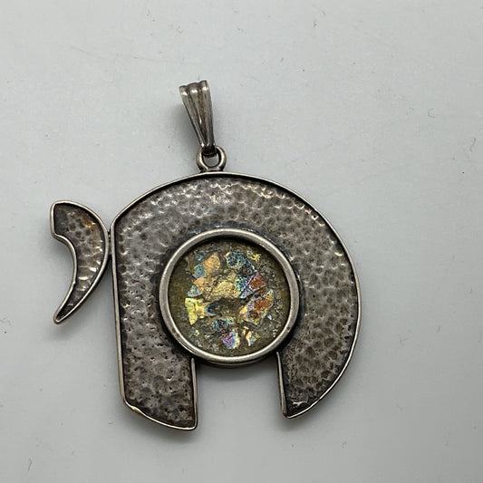 Sterling Silver Judaica Chai Hammered 1.75" Pendant- 8.52g