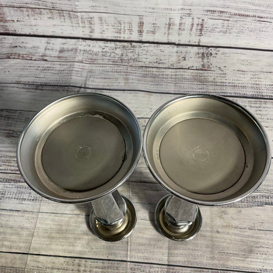 Cromwell Silver MFG Chromium Art Deco Candlesticks Set Of 2