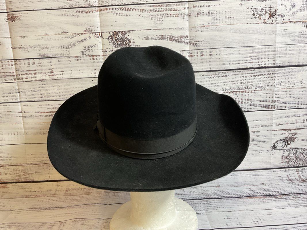 PRIMO HATTERS Women's Black Pluma Fedora Hat- SZ 22.25"