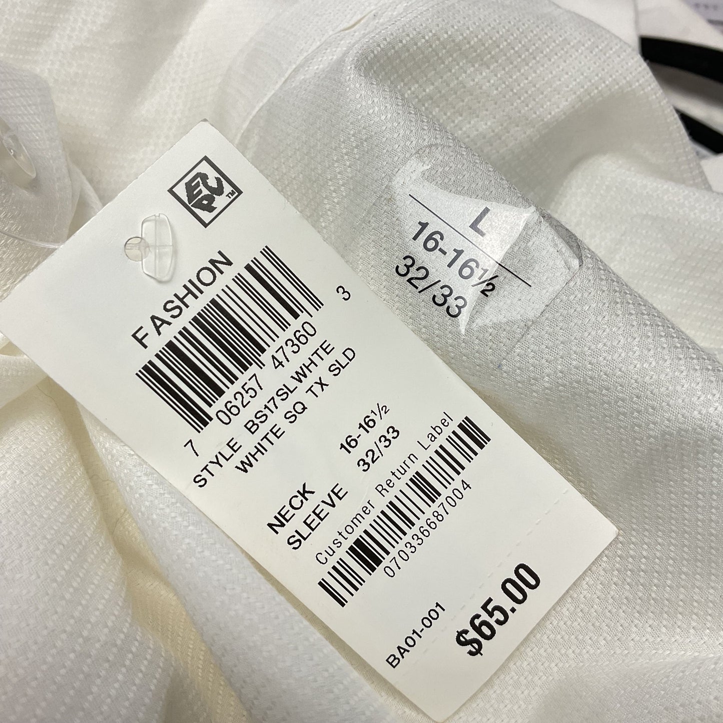 Bar III White Jacquard Long Sleeve Button Up Shirt - Size L / 16-16.5 / 32-33
