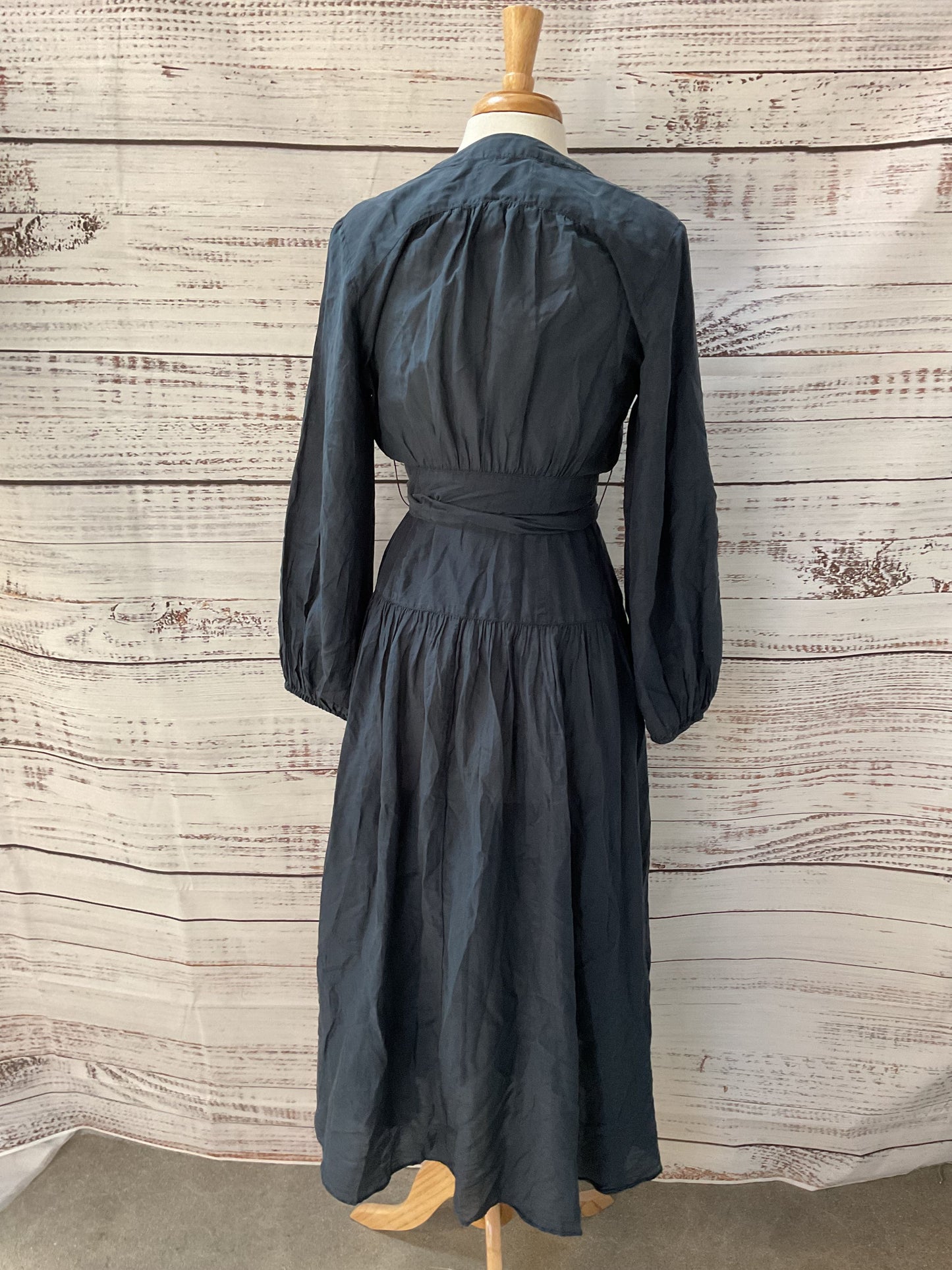 Wyeth Morro Navy Blue Belted Button Front Sample Dress - Size S