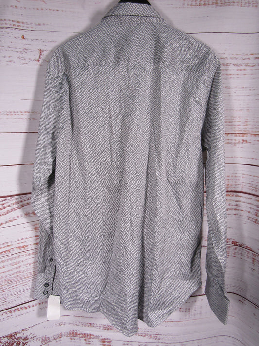 Robert Graham Cheslyn Men's White Geometric Print Long Sleeve Shirt Size L