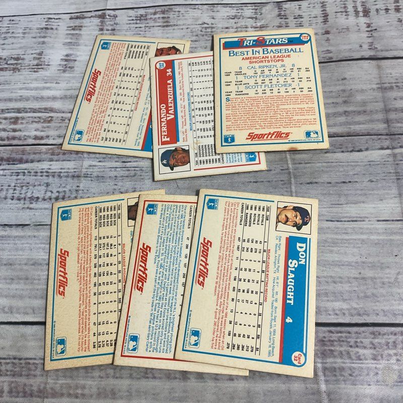 Lot Of 6 VTG 1986 Sportsflics Lenticular Baseball Cards