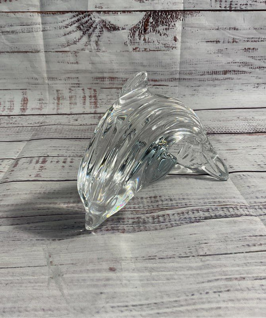 Vintage Waterford Solid Crystal 5.25" Leaping Dolphin Figurine Paperweight