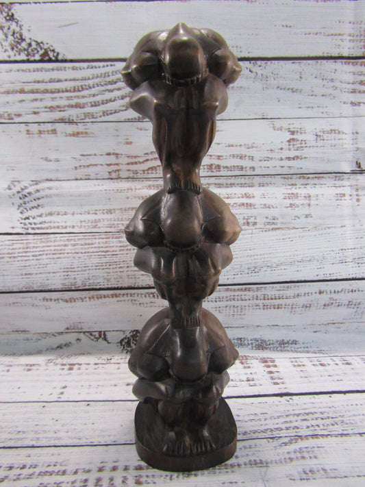 Vintage Wooden Hand Carved Yogi Man Orang Malu Weeping Buddha Stack
