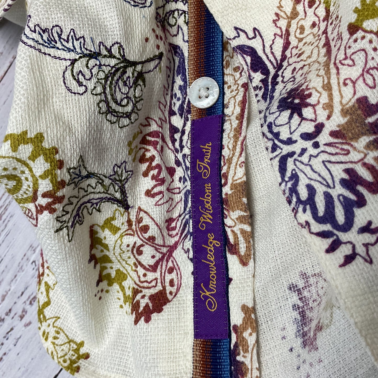 Robert Graham White Paisley Print Button Up Long Sleeve Shirt - Size S