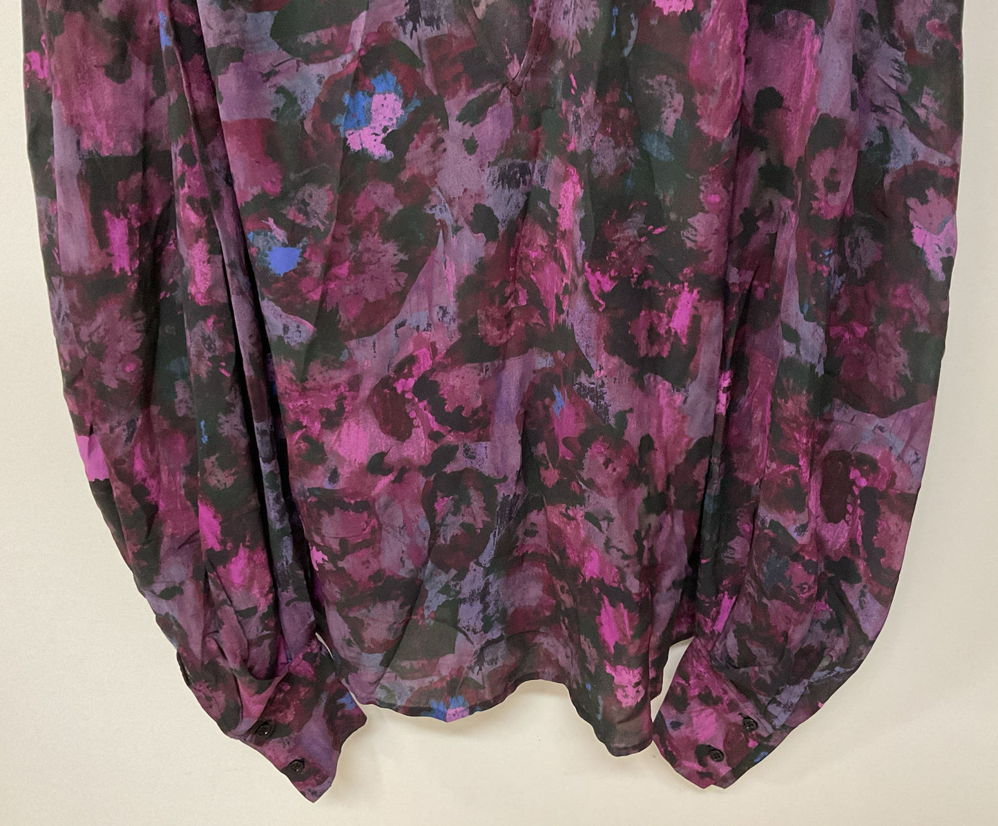 IRO Hush Women's Purple Printed Balloon Sleeve V-Neck Blouse Size 38