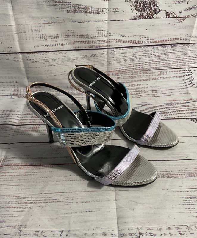 Pierre Hardy Women's Silver Scale Multicolor Slingback Heels Size 36.5 EU 6.5 US