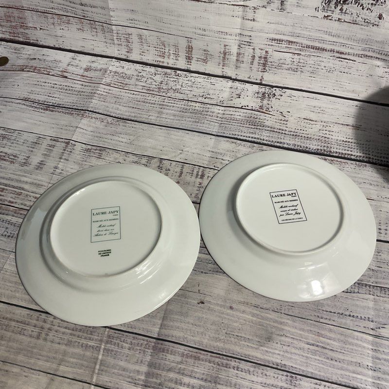 Limoges Laure Japy March Aux Herbes 7" Dessert Plates 9 pc French Porcelain Set