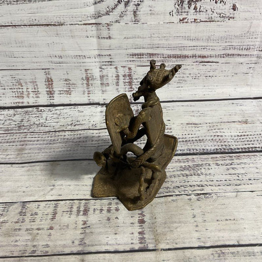 Brass West African Figure Sitting 5" Sculpture