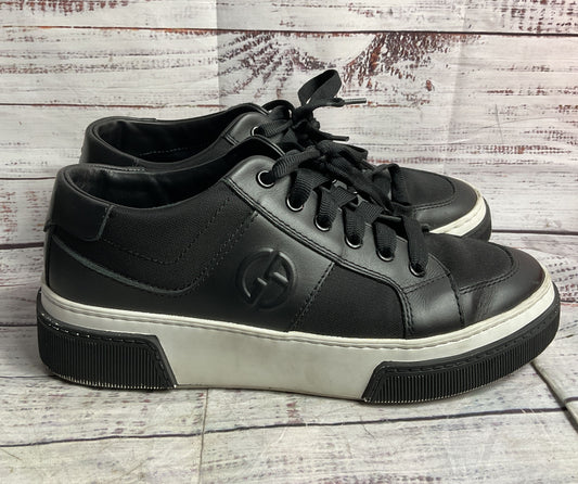 Giorgio Armani Men's Logo-Embellished Leather Sneakers Black 6.5
