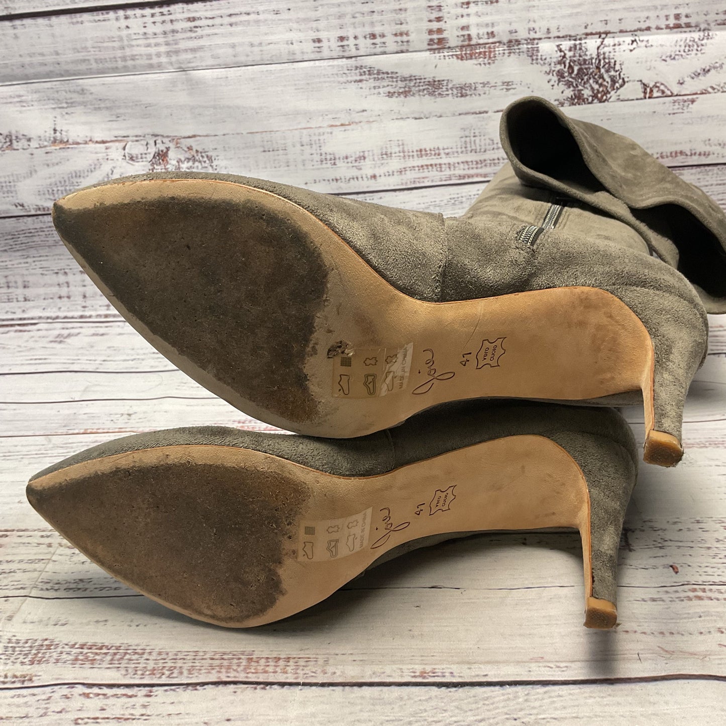 Joie Jemina Taupe Faux Suede Knee High Stiletto Boots Women Size 11