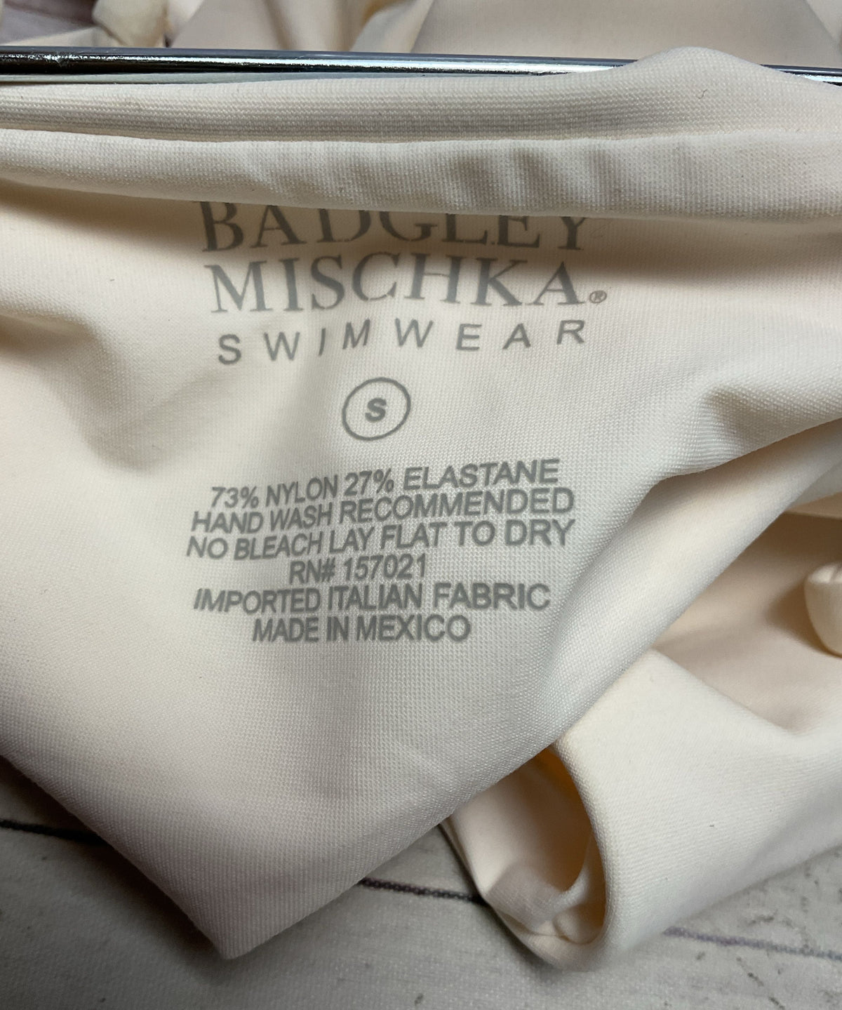 Badgley Mischka Jackie Bow Hi-Low Beige Bikini Swimwear - Size M / S