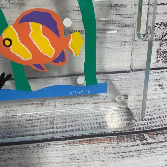 VTG. Dept 56 Clear Acrylic Fish Motif 16" Serving Tray