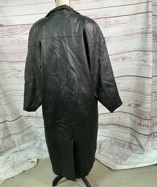 Women's Vintage BB Dakota Pret A Porter Black Leather Full Length Coat Size L
