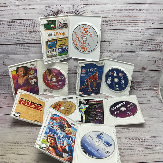 Nintendo Wii Lot of 6 Games Zumba, Tony Hawk, NFL, Play, Just Dance 2, Wipeout