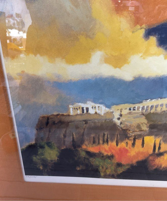 Vintage Watercolor Art Print of Acropolis of Athens Signed #215/295