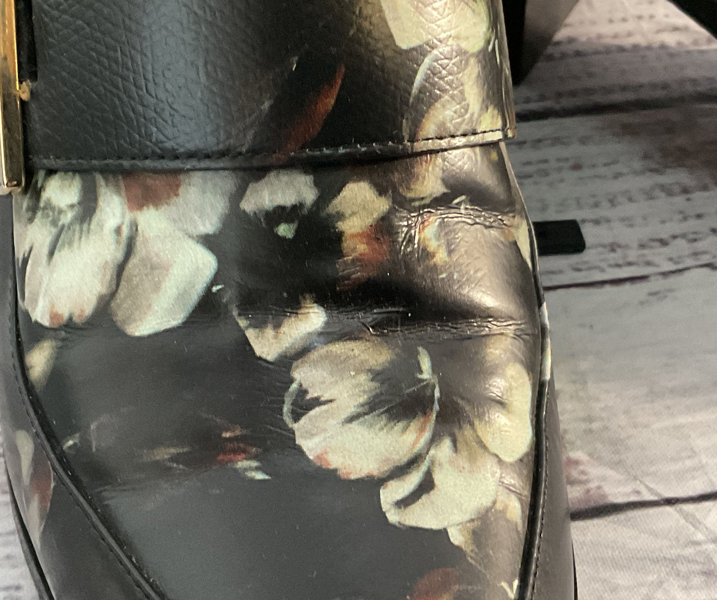 Jason Wu Floral Print Leather Buckle Ankle Booties Black 36