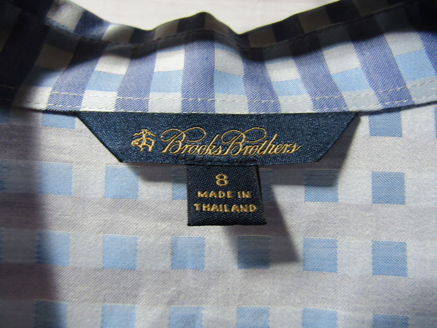 Brooks Brothers Women's Blue Gingham Checkered Short Sleeve Dress Size 8