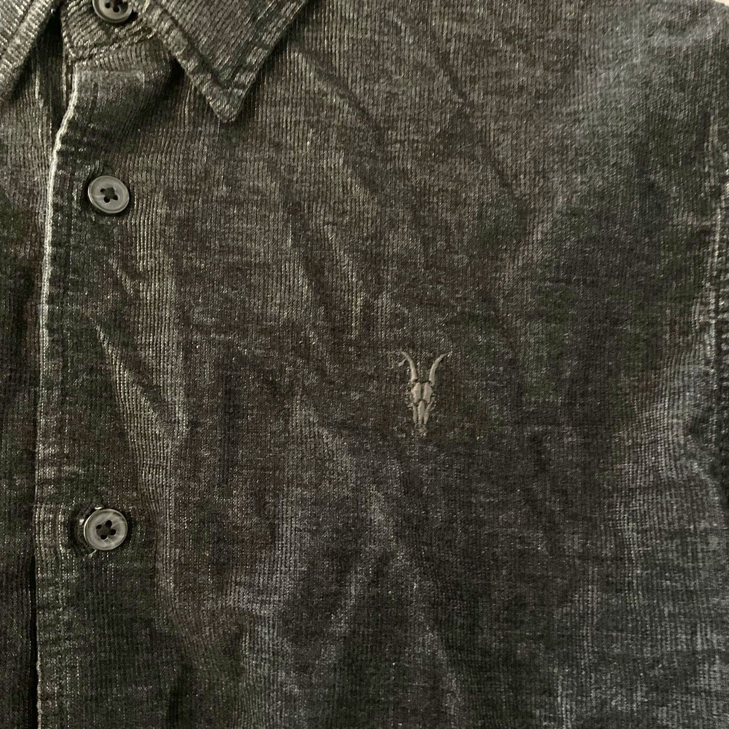 All Saints Lorella Black Corduroy long Sleeve Button Down T-shirt - Size X Small