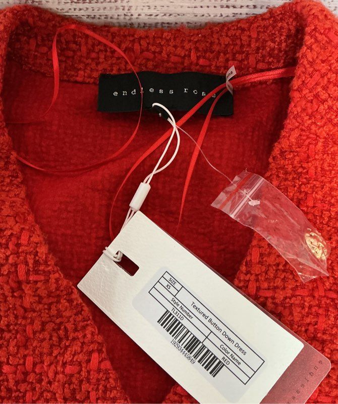 NWT Women's Endless Rose Textured Button Down Dress Size XS