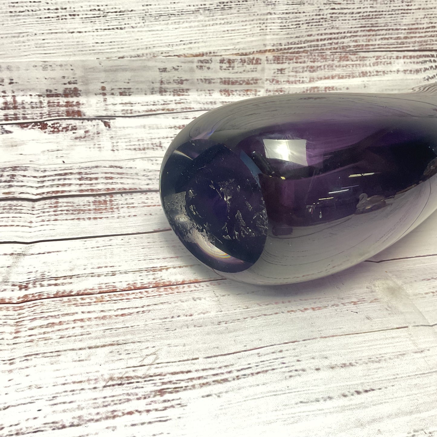 Bombay Company Purple And Clear Crystal Art Glass Vase 14"