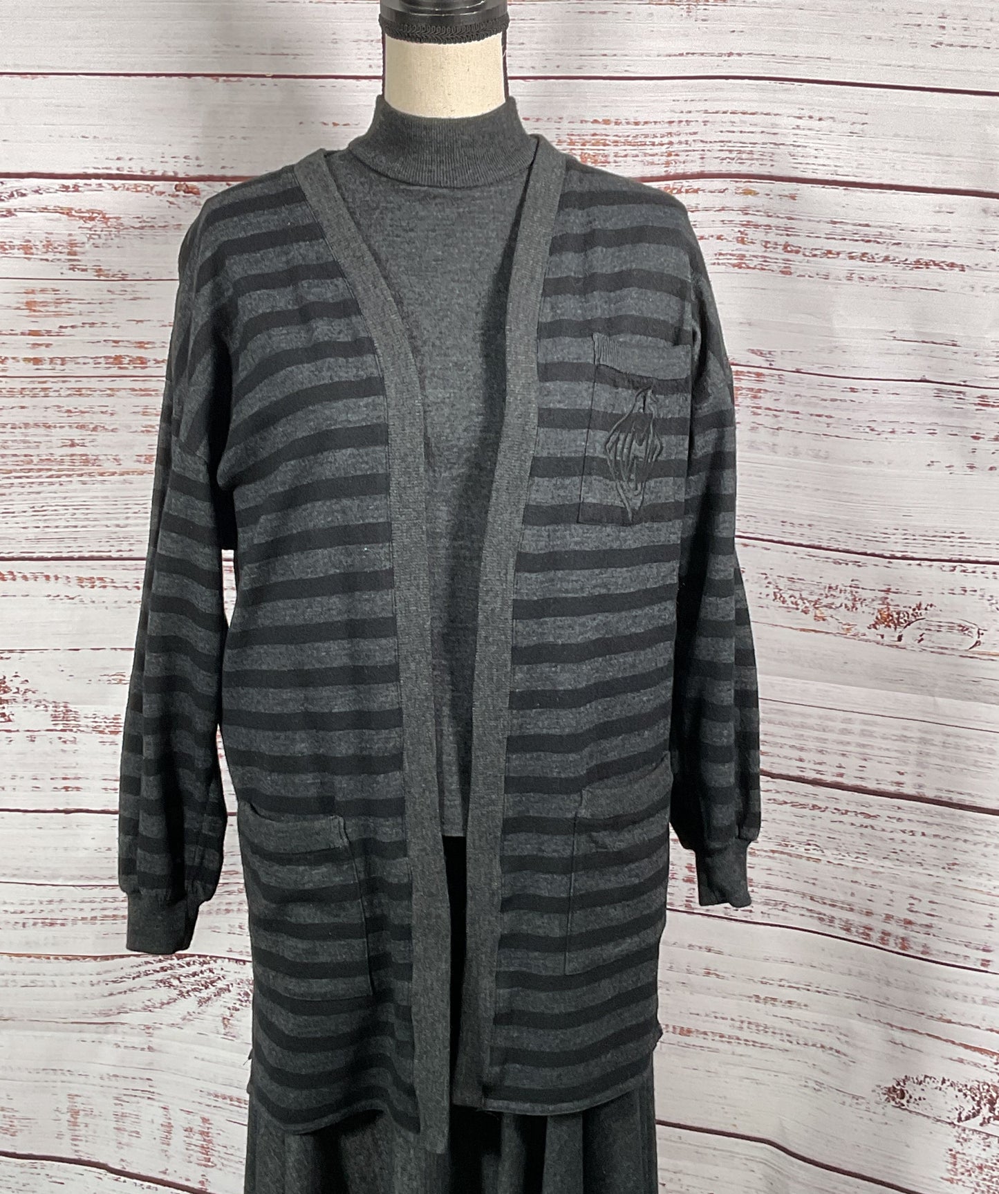 Helene Sidel Vintage 3 Piece Skirt Set Dark Gray S