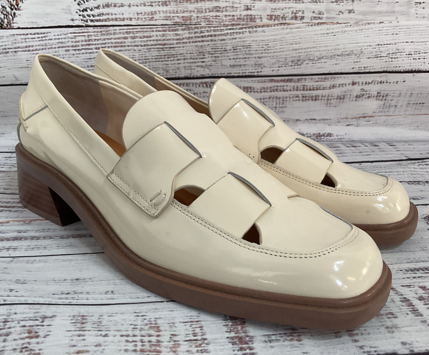 Franco Sarto Gene Women's Off White Leather Loafers Size 9.5