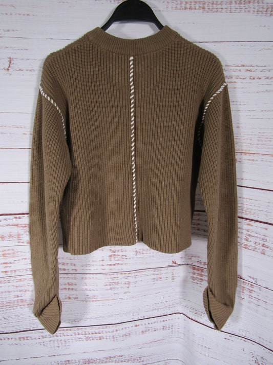Ninety Percent Net Sustain Iris Women's Brown Cotton Blend Knit Sweater Size S