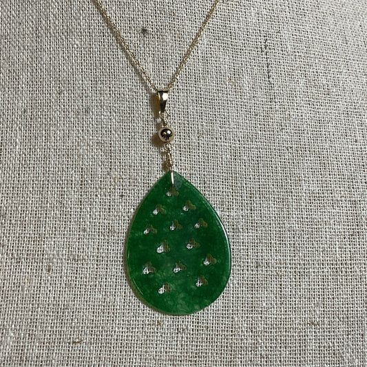 NEW 14K Yellow Gold & Quartz Teardrop Pendant 15.5" Necklace and Earrings- 4.20g