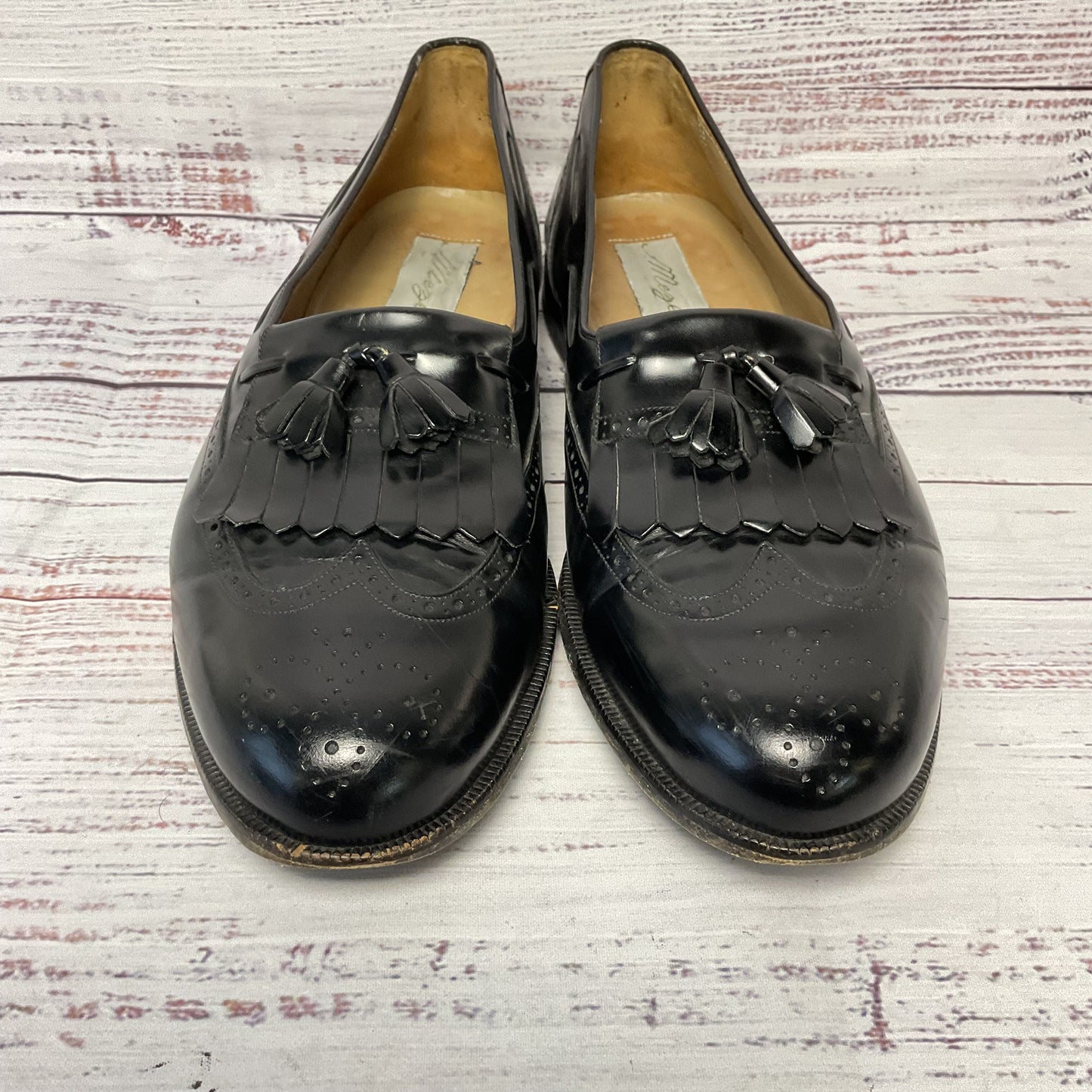 Mezlan Black Leather Tassle Loafer Casual Shoe Men Size 11 As-is